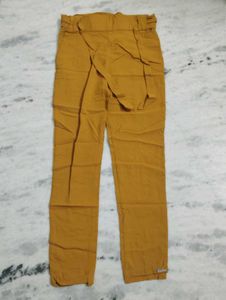 Mustard Yellow Paperbag Waist Pants