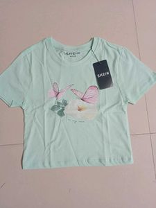 Mint Green Butterfly Graphic Tee