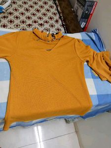 Mustard Flared Sleeve Top