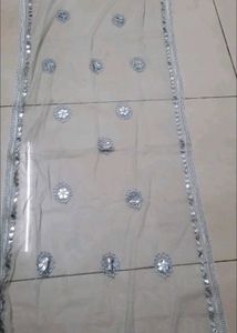 Embellished Grey Dupatta