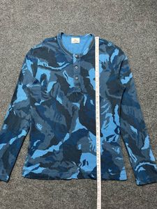Blue Camo Long Sleeve Henley