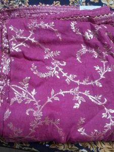 Elegant Pink Dress Material with Gold Print