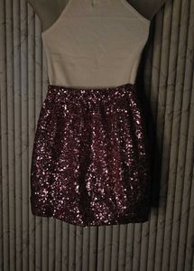 Sparkling Pink Sequin Mini Skirt