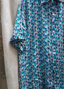 Blue Floral Print Short Sleeve Shirt and Suit