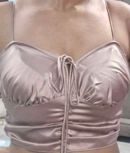 Chic Ruched Satin Crop Top