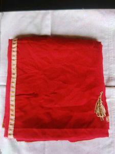 Red Saree with Embroidered Flower