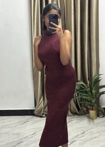 Burgundy Turtleneck Bodycon Dress ❤️