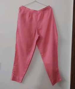Pink Ikat Kurta Set with Jhumka Earrings