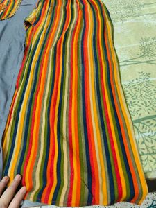 Elegant Grey Kurta Set with Vibrant Stripes
