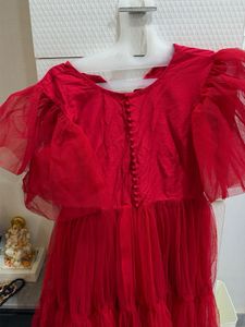 Red Tulle Tiered Dress