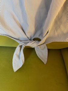 Blue Striped Tie-Front Top