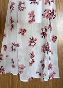 White Floral Print Midi Dress