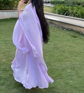 lavender Anarkali with chiffon Dupatta