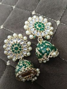 Elegant Green Jhumka Earrings