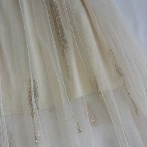 Elegant Cream Tulle Skirt with Gold Embellishments