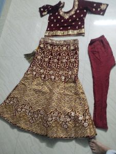 Maroon Velvet Lehenga Choli