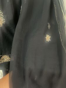Elegant Black Embroidered dress material