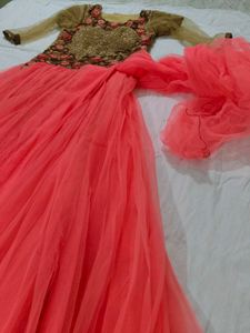 Elegant Peach Ethnic Gown