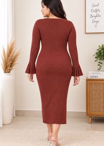 Elegant Ribbed Knit Midi Dress