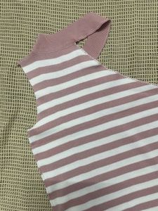 Striped Mock Neck Tank Top