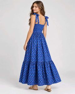 Blue Floral Tiered Maxi Dress