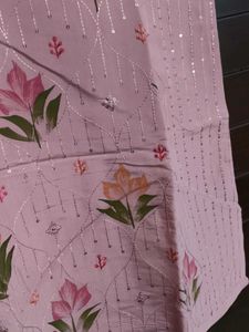 Pink Floral Sequin Thread Embroidery Kurta Set