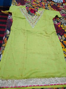 Embellished Lime Green Kurta