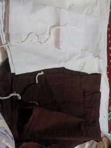 Comfortable Cotton Salwar Pants - White & Brown