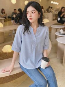 New with tag Korean Light Blue Button-Up Summer To