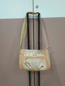 Stylish Beige Monogram Crossbody Bag