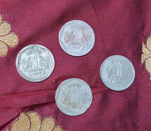 🔥1 Rupee Old Coins India, 4 Piece