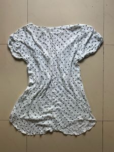 White Polka Dot Casual Top
