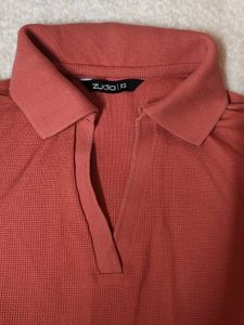Coral Cropped Polo Top
