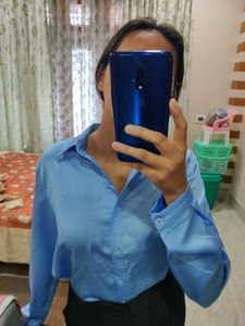 Classy Blue Satin Shirt