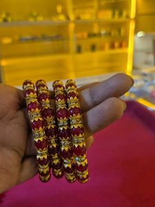 Ethnic Indian Designer Red Kada Bangle Set