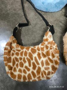 Faux Fur Giraffe Print Crossbody Bag