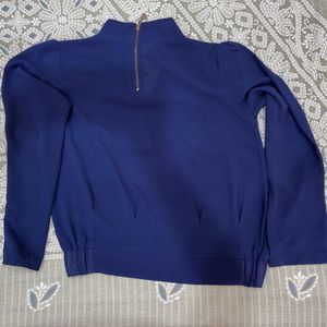 Elegant Blue Long Sleeve Top