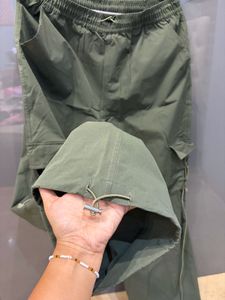 Olive Green Parachute Cargo Pants
