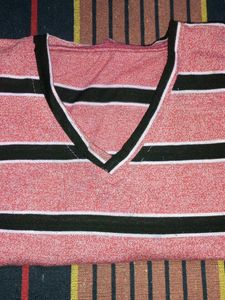 Striped V-Neck Long Sleeve Top