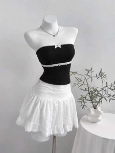 Black Lace Trim Tube Top