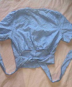 Blue Gingham Wrap Top (Imported)