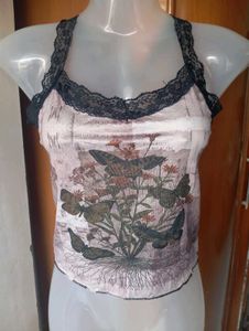 Sheer Butterfly Print Tank Top
