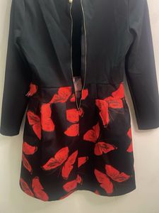 Black Butterfly Print Dress