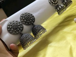 Elegant Oxidized Jhumka Earrings
