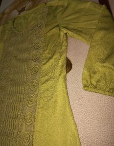 Lime Green Embroidered Kurta Top