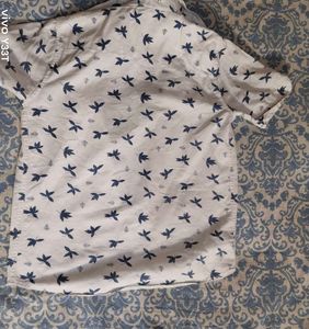 Men's Leaf Print Button-Up Shirt