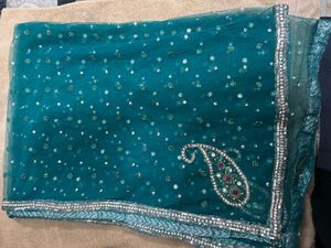 Stunning Teal Sequined dupatta
