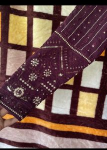 Elegant Purple Embroidered Maxi Dress