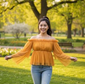 Stylish Korean Off Shoulder Net Top