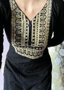 Black Kurta with Gold Embroidery